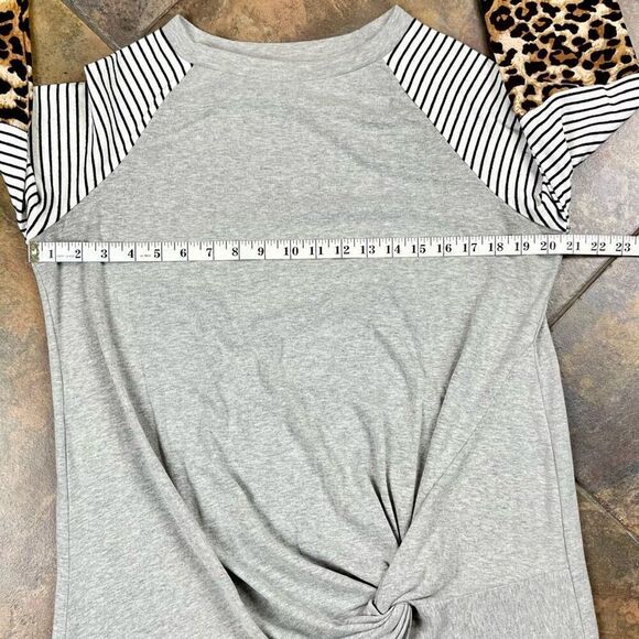 Women’s Long Sleeve Stripe Leopard T-shirt Large - Picture 8 of 11